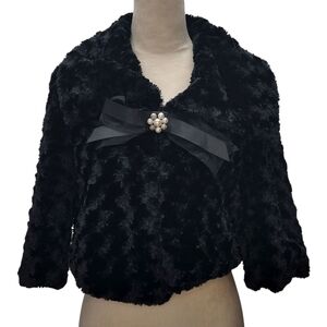 Candies Ltd Edition Britney Spears Black Faux Fur Shrug Jacket M Junior